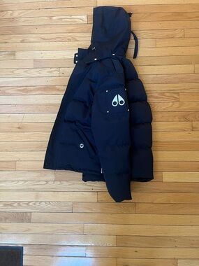 Men black moose knuckles Puffer Jacket with Hood